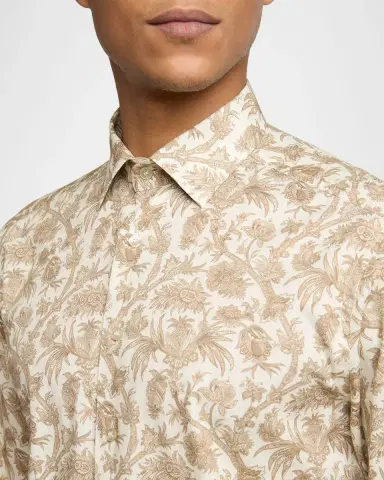 Etro Men 's Cotton-Stretch Paisley Sport Shirt | Thumbnail 5 Etro Men 's Cotton-Stretch Paisley Sport Shirt | Thumbnail 5