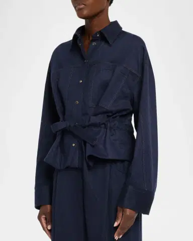 Brunello Cucinelli Brushed Wool Belted Shirt Jacket | Thumbnail 4 Brunello Cucinelli Brushed Wool Belted Shirt Jacket | Thumbnail 4