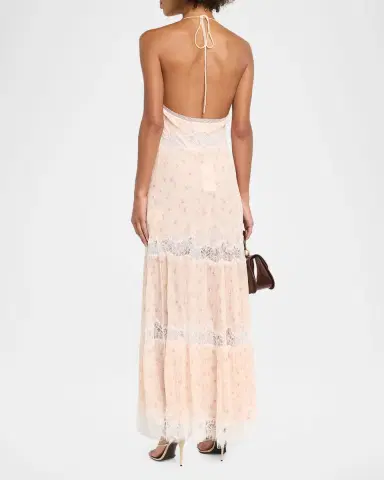 LoveShackFancy Kieva Floral Halter Maxi Dress | Thumbnail 3 LoveShackFancy Kieva Floral Halter Maxi Dress | Thumbnail 3