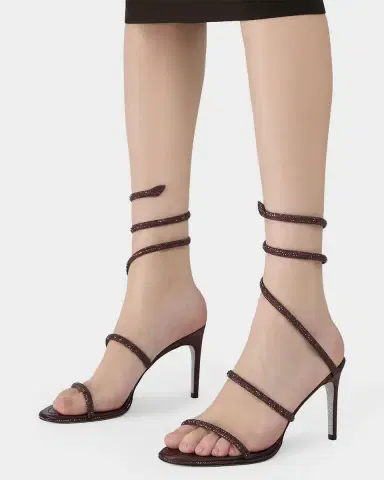 Rene Caovilla 105mm Cleo Embellished Satin Snake-Wrap Sandals | Thumbnail 2 Rene Caovilla 105mm Cleo Embellished Satin Snake-Wrap Sandals | Thumbnail 2
