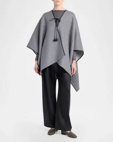 Giorgio Armani Wool-Cashmere Front-Tie Poncho | Thumbnail 2 Giorgio Armani Wool-Cashmere Front-Tie Poncho | Thumbnail 2