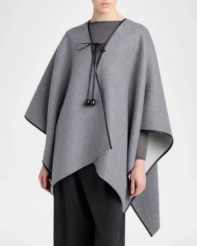 Giorgio Armani Wool-Cashmere Front-Tie Poncho | Thumbnail 4 Giorgio Armani Wool-Cashmere Front-Tie Poncho | Thumbnail 4