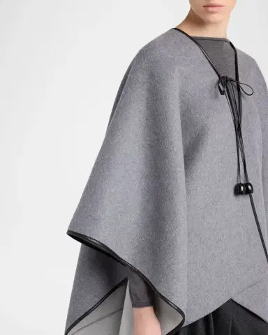Giorgio Armani Wool-Cashmere Front-Tie Poncho | Thumbnail 5 Giorgio Armani Wool-Cashmere Front-Tie Poncho | Thumbnail 5
