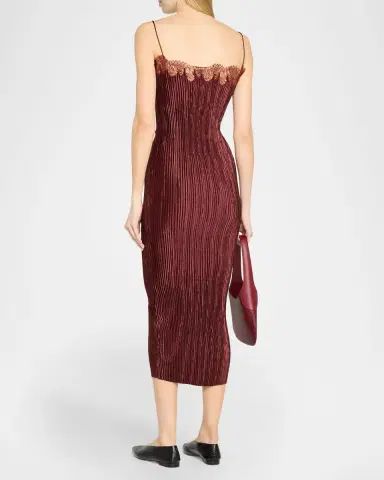 FFORME Lumie Lace-Trim Plisse Midi Slip Dress | Thumbnail 3 FFORME Lumie Lace-Trim Plisse Midi Slip Dress | Thumbnail 3