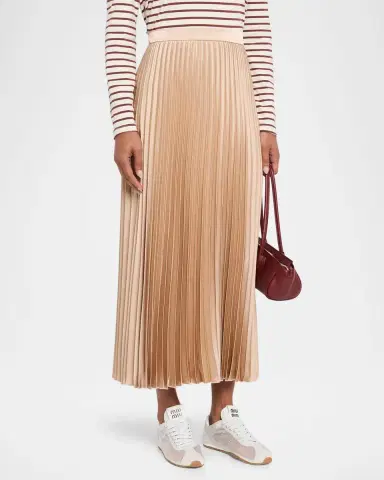Weekend Max Mara Pleated Washed Satin Maxi Skirt | Thumbnail 4 Weekend Max Mara Pleated Washed Satin Maxi Skirt | Thumbnail 4
