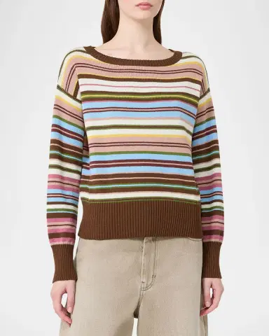 Weekend Max Mara Striped Crewneck Cotton Sweater | Thumbnail 2 Weekend Max Mara Striped Crewneck Cotton Sweater | Thumbnail 2