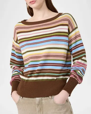 Weekend Max Mara Striped Crewneck Cotton Sweater | Thumbnail 4 Weekend Max Mara Striped Crewneck Cotton Sweater | Thumbnail 4