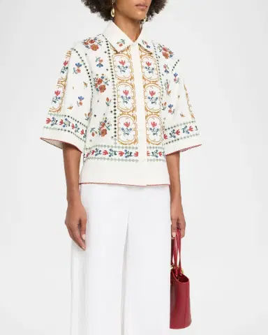 Weekend Max Mara Embroidered Eyelet Cotton Shirt | Thumbnail 4 Weekend Max Mara Embroidered Eyelet Cotton Shirt | Thumbnail 4
