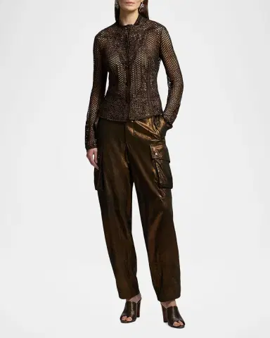 Ralph Lauren Collection Metallic Suede Straight-Leg Cargo Pants | Thumbnail 2 Ralph Lauren Collection Metallic Suede Straight-Leg Cargo Pants | Thumbnail 2