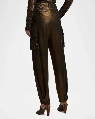 Ralph Lauren Collection Metallic Suede Straight-Leg Cargo Pants | Thumbnail 3 Ralph Lauren Collection Metallic Suede Straight-Leg Cargo Pants | Thumbnail 3