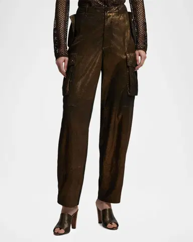 Ralph Lauren Collection Metallic Suede Straight-Leg Cargo Pants | Thumbnail 4 Ralph Lauren Collection Metallic Suede Straight-Leg Cargo Pants | Thumbnail 4