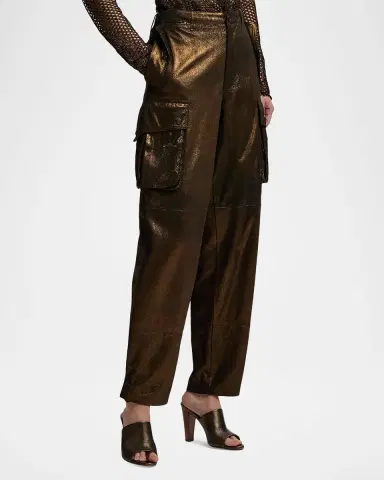 Ralph Lauren Collection Metallic Suede Straight-Leg Cargo Pants | Thumbnail 6 Ralph Lauren Collection Metallic Suede Straight-Leg Cargo Pants | Thumbnail 6