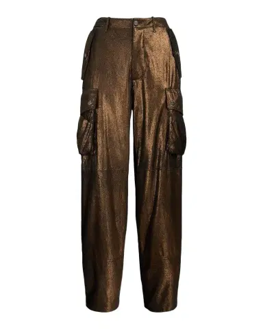 Ralph Lauren Collection Metallic Suede Straight-Leg Cargo Pants | Thumbnail 1 Ralph Lauren Collection Metallic Suede Straight-Leg Cargo Pants | Thumbnail 1