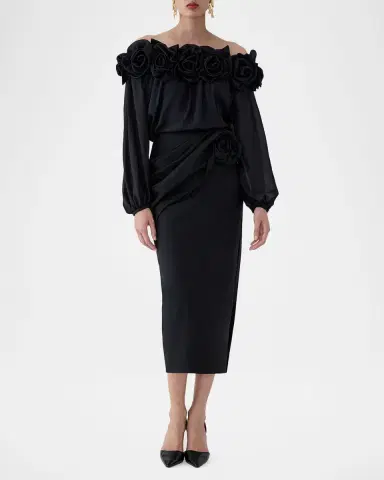 Carolina Herrera Rosette Off-the-Shoulder Blouse | Thumbnail 2 Carolina Herrera Rosette Off-the-Shoulder Blouse | Thumbnail 2