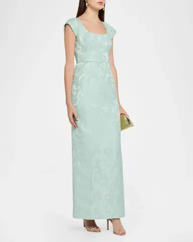 SACHIN BABI Grace Cap-Sleeve Cloque Column Gown | Thumbnail 4 SACHIN BABI Grace Cap-Sleeve Cloque Column Gown | Thumbnail 4
