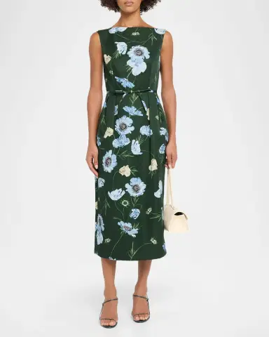 Erdem Floral Cotton Faille Midi Cocktail Dress | Thumbnail 2 Erdem Floral Cotton Faille Midi Cocktail Dress | Thumbnail 2