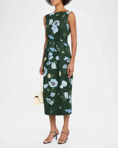 Erdem Floral Cotton Faille Midi Cocktail Dress | Thumbnail 4 Erdem Floral Cotton Faille Midi Cocktail Dress | Thumbnail 4