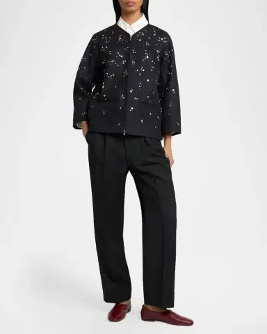 Jil Sander Embellished Wool Zip Jacket | Thumbnail 2 Jil Sander Embellished Wool Zip Jacket | Thumbnail 2