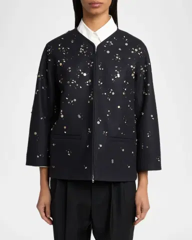 Jil Sander Embellished Wool Zip Jacket | Thumbnail 4 Jil Sander Embellished Wool Zip Jacket | Thumbnail 4