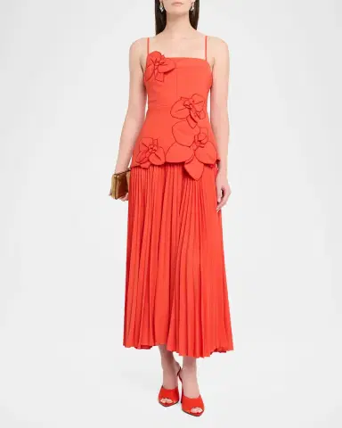 Acler Forever Young Avision Floral Appliqué Pleated Maxi Dress | Thumbnail 2 Acler Forever Young Avision Floral Appliqué Pleated Maxi Dress | Thumbnail 2