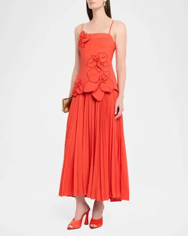 Acler Forever Young Avision Floral Appliqué Pleated Maxi Dress | Thumbnail 4 Acler Forever Young Avision Floral Appliqué Pleated Maxi Dress | Thumbnail 4