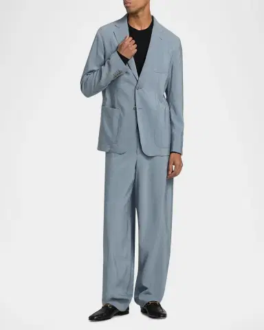 Giorgio Armani Men 's Silk-Blend Single-Breasted Blazer | Thumbnail 2 Giorgio Armani Men 's Silk-Blend Single-Breasted Blazer | Thumbnail 2