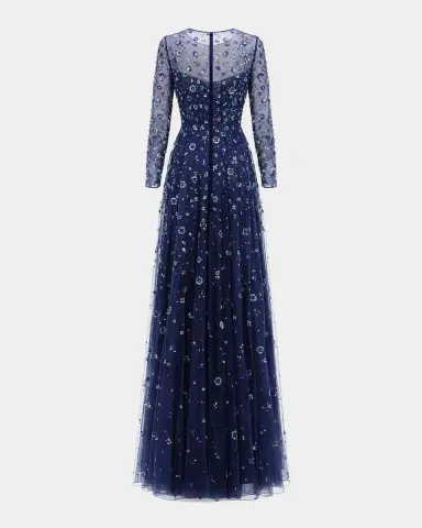 Mac Duggal Beaded Floral Sequin Mesh Gown | Thumbnail 5 Mac Duggal Beaded Floral Sequin Mesh Gown | Thumbnail 5