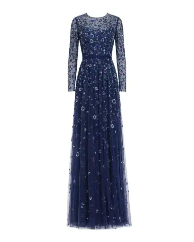 Mac Duggal Beaded Floral Sequin Mesh Gown | Thumbnail 1 Mac Duggal Beaded Floral Sequin Mesh Gown | Thumbnail 1
