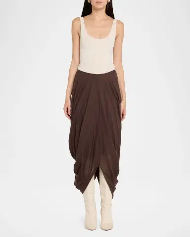 TOTEME Cocoon Drape Cotton-Blend Midi Skirt | Thumbnail 2 TOTEME Cocoon Drape Cotton-Blend Midi Skirt | Thumbnail 2