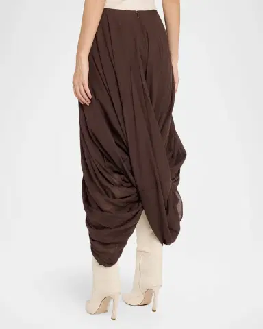 TOTEME Cocoon Drape Cotton-Blend Midi Skirt | Thumbnail 3 TOTEME Cocoon Drape Cotton-Blend Midi Skirt | Thumbnail 3