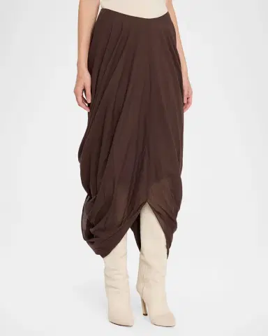 TOTEME Cocoon Drape Cotton-Blend Midi Skirt | Thumbnail 4 TOTEME Cocoon Drape Cotton-Blend Midi Skirt | Thumbnail 4