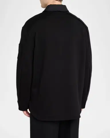 Bottega Veneta Men's Cotton Fleece Polo Sweater | Thumbnail 3 Bottega Veneta Men's Cotton Fleece Polo Sweater | Thumbnail 3