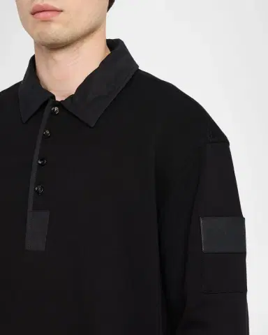 Bottega Veneta Men's Cotton Fleece Polo Sweater | Thumbnail 5 Bottega Veneta Men's Cotton Fleece Polo Sweater | Thumbnail 5