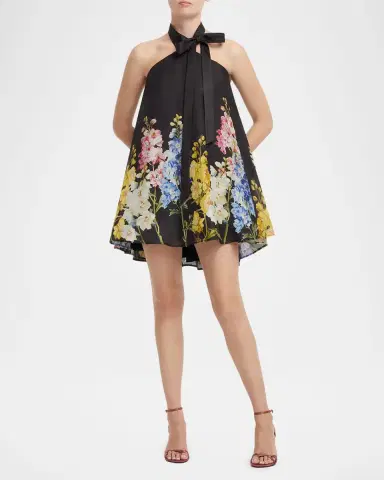 LEO LIN Eloise Floral-Print Trapeze Halter Mini Dress | Thumbnail 4 LEO LIN Eloise Floral-Print Trapeze Halter Mini Dress | Thumbnail 4