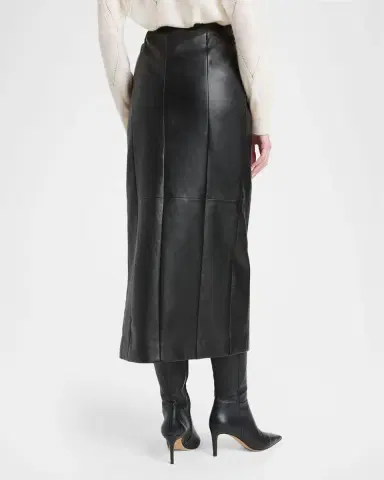 Kiton Leather Front Slit Midi Skirt | Thumbnail 3 Kiton Leather Front Slit Midi Skirt | Thumbnail 3