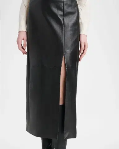 Kiton Leather Front Slit Midi Skirt | Thumbnail 5 Kiton Leather Front Slit Midi Skirt | Thumbnail 5