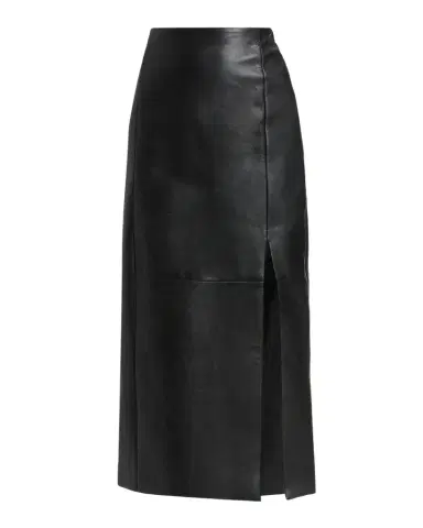 Kiton Leather Front Slit Midi Skirt | Thumbnail 1 Kiton Leather Front Slit Midi Skirt | Thumbnail 1