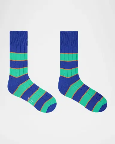 Paul Smith Men's Kennedy Contrast-Stripe Crew Socks | Thumbnail 2 Paul Smith Men's Kennedy Contrast-Stripe Crew Socks | Thumbnail 2