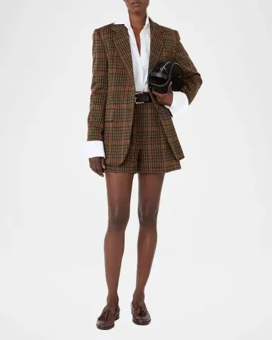 Max Mara Check Wool-Blend Single-Breasted Jacket | Thumbnail 2 Max Mara Check Wool-Blend Single-Breasted Jacket | Thumbnail 2