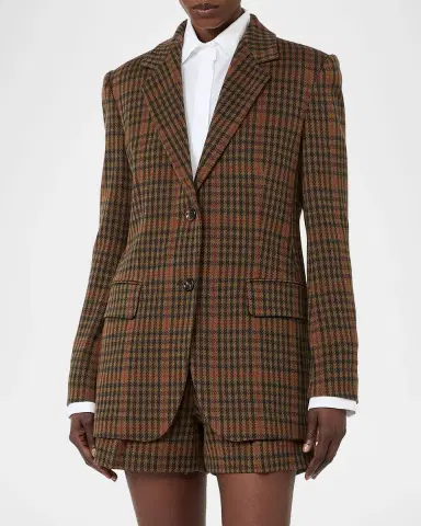 Max Mara Check Wool-Blend Single-Breasted Jacket | Thumbnail 4 Max Mara Check Wool-Blend Single-Breasted Jacket | Thumbnail 4