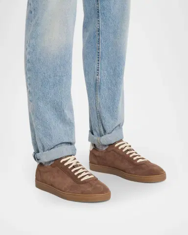 Brunello Cucinelli Men's Suede T-Toe Low-Top Sneakers | Thumbnail 2 Brunello Cucinelli Men's Suede T-Toe Low-Top Sneakers | Thumbnail 2