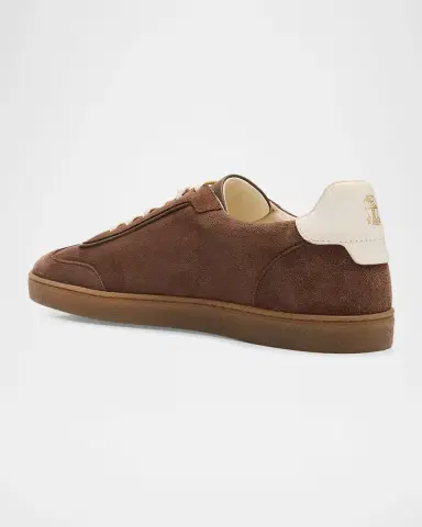 Brunello Cucinelli Men's Suede T-Toe Low-Top Sneakers | Thumbnail 4 Brunello Cucinelli Men's Suede T-Toe Low-Top Sneakers | Thumbnail 4
