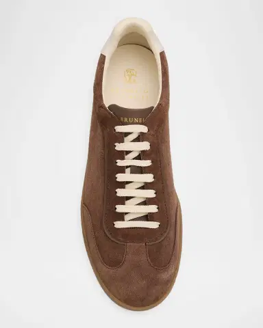 Brunello Cucinelli Men's Suede T-Toe Low-Top Sneakers | Thumbnail 6 Brunello Cucinelli Men's Suede T-Toe Low-Top Sneakers | Thumbnail 6