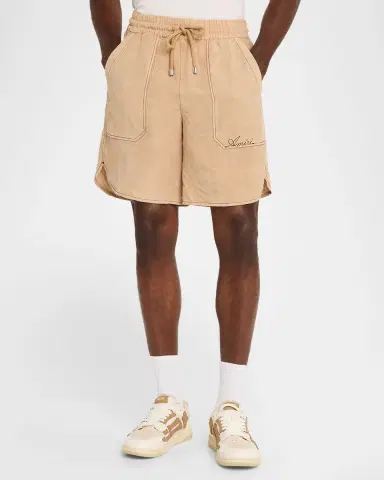 Amiri Men's Linen Script Drawstring Shorts | Thumbnail 4 Amiri Men's Linen Script Drawstring Shorts | Thumbnail 4