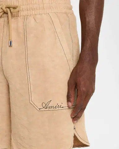 Amiri Men's Linen Script Drawstring Shorts | Thumbnail 5 Amiri Men's Linen Script Drawstring Shorts | Thumbnail 5