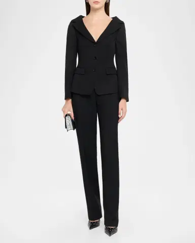 McQueen Off-The-Shoulder Single-Breasted Jacket | Thumbnail 2 McQueen Off-The-Shoulder Single-Breasted Jacket | Thumbnail 2