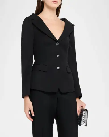 McQueen Off-The-Shoulder Single-Breasted Jacket | Thumbnail 4 McQueen Off-The-Shoulder Single-Breasted Jacket | Thumbnail 4