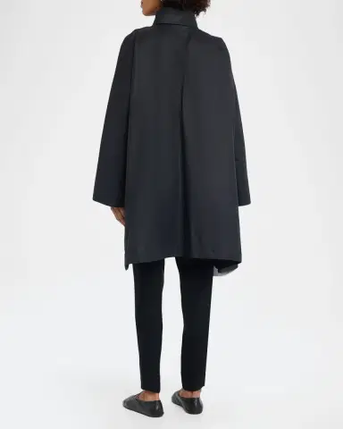 Eskandar Smaller Front Larger Back High Neck Raincoat With Button Away Hood - Long Plus Length | Thumbnail 3 Eskandar Smaller Front Larger Back High Neck Raincoat With Button Away Hood - Long Plus Length | Thumbnail 3