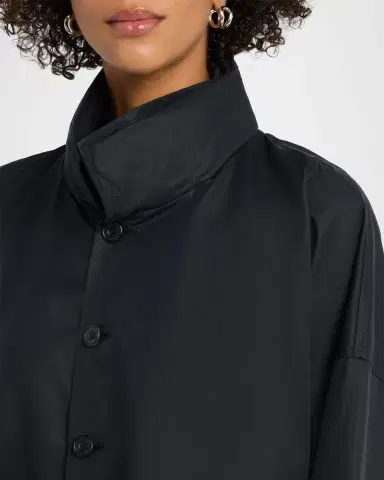 Eskandar Smaller Front Larger Back High Neck Raincoat With Button Away Hood - Long Plus Length | Thumbnail 5 Eskandar Smaller Front Larger Back High Neck Raincoat With Button Away Hood - Long Plus Length | Thumbnail 5