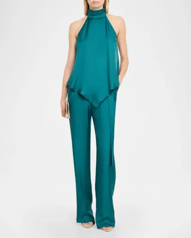 LAPOINTE Belted Silk Pleated Straight-Leg Trousers | Thumbnail 2 LAPOINTE Belted Silk Pleated Straight-Leg Trousers | Thumbnail 2